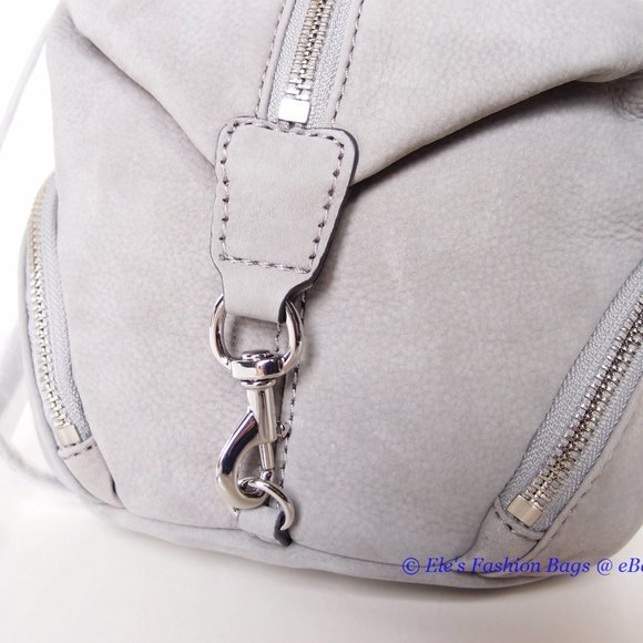 NWT Rebecca Minkoff Julian Mini Convertible Backpack GREY Nubuck Leather AUTHNTC main image 13